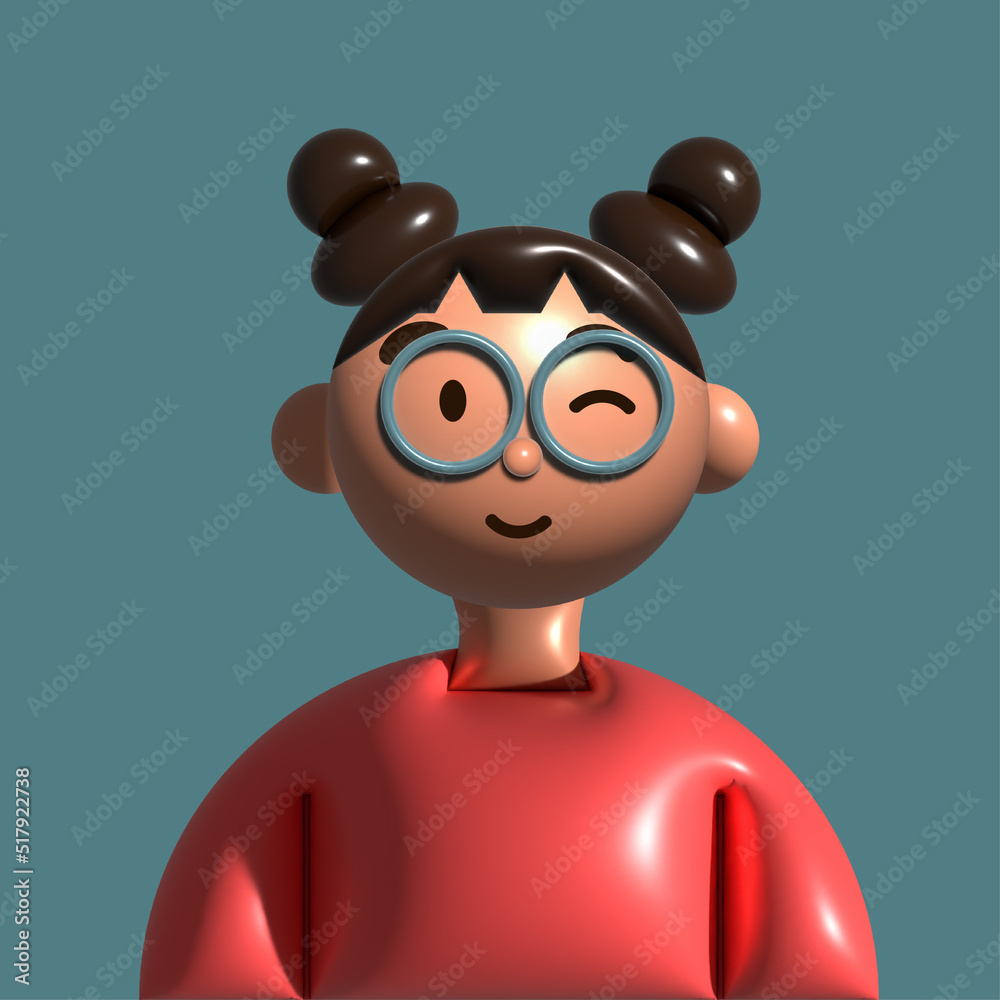 Fototapeta premium girl in glasses in 3d
