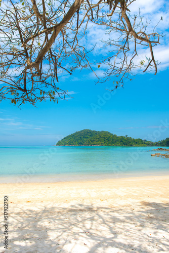 Beautiful sandy beach near the sea. Summer holiday and vacation concept for tourism. Beautiful beach. © Somkiat
