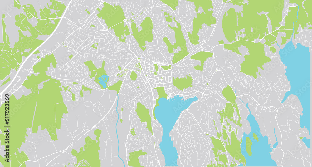 Urban vector city map of Sandefjord, Norway, Europe