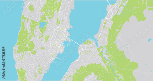 Urban vector city map of Tromso, Norway, Europe