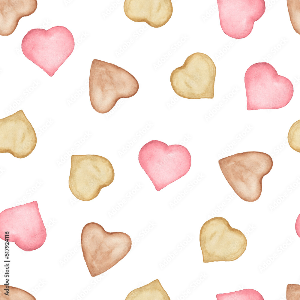 Cute boho seamless background with hearts