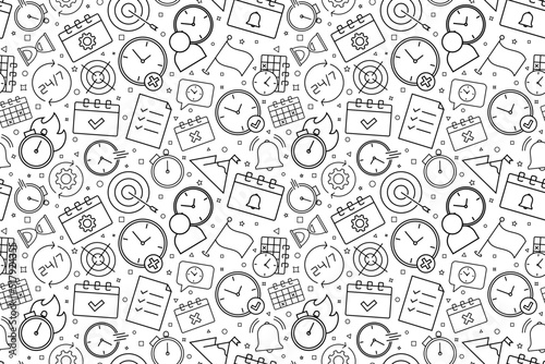 Vector time management pattern. Time management seamless background 