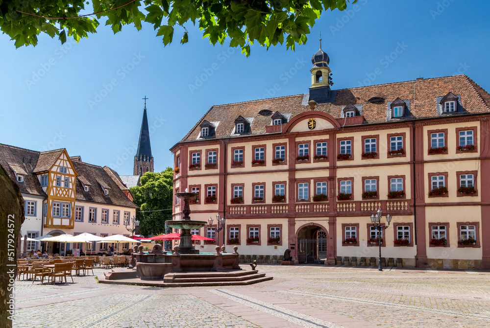 Old town hall and market square of Neustadt an der Weinstraße in the state of Rhineland-Palatinate in Germany
