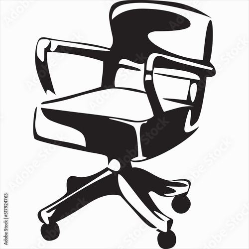 Vector, Image of swivel chair icon, black and white color, with transparent background

