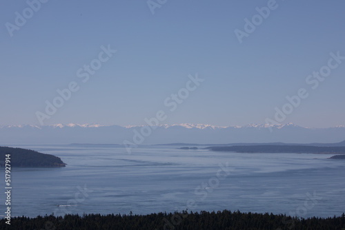Scenic view of the ocean and shoreline at Poets Cove on Pender Island, Vancouver Island, British Columbia, Canada