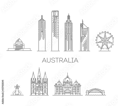 Australia architecture line skyline illustration