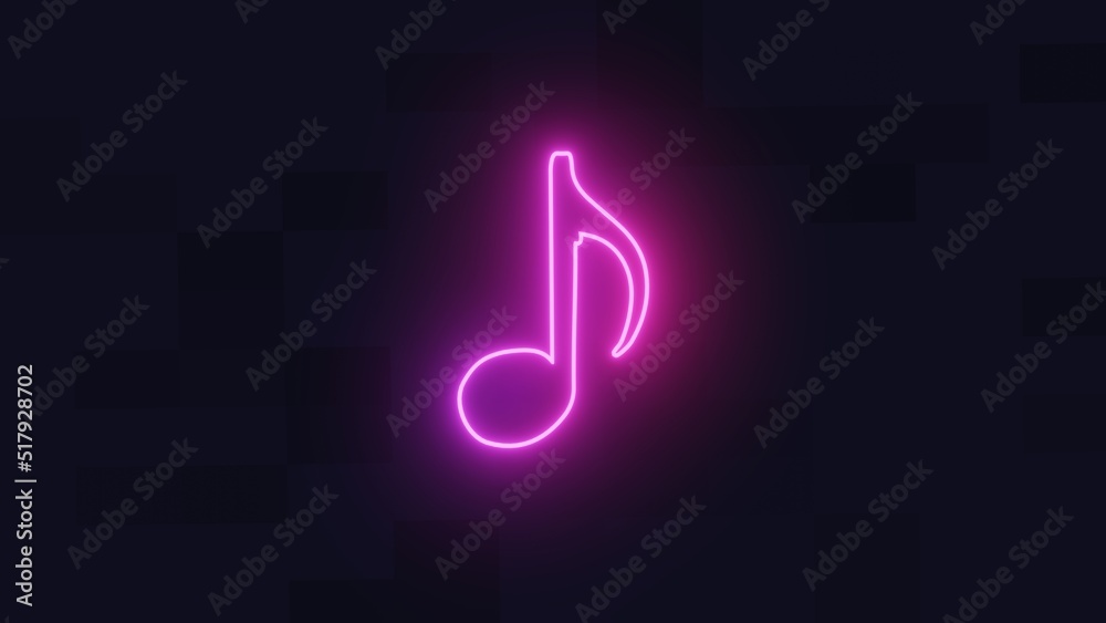 eighth note symbol in neon ligh 3D Rendering image eighth note symbol in neon ligh 3D Rendering image