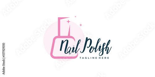 Nail polish logo design idea with creative style Premium Vector