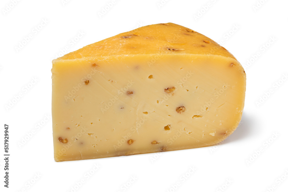Single piece of Fenugreek cheese isolated on white background Single piece of Fenugreek cheese isolated on white background