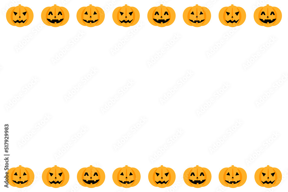 Obraz premium ハロウィンのかぼちゃがたくさん並んだフレーム背景