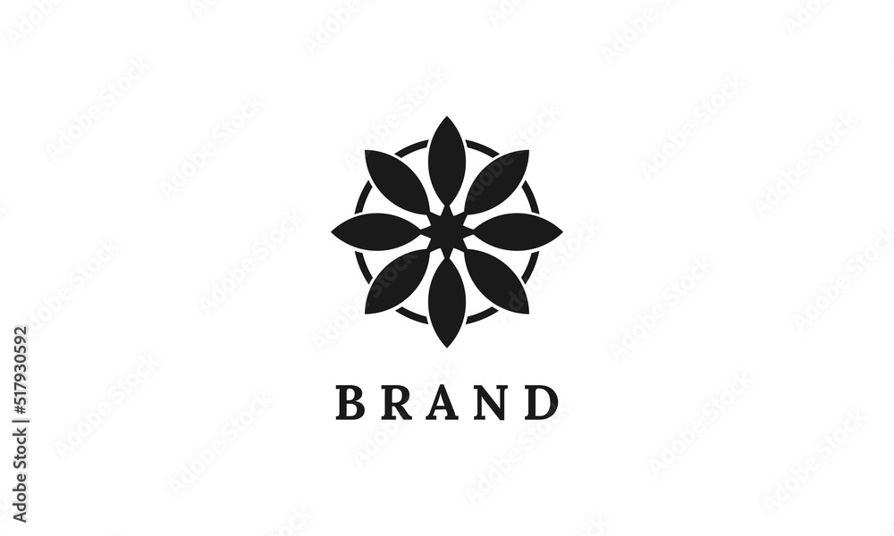 Black Flower Logo Design For Beauty Identity Or Other,Vector Template