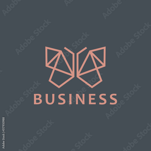 butterfly logo vector line outline monoline icon illustration, simple geometric insect