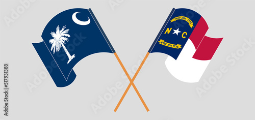 Crossed flags of The State of South Carolina and The State of North Carolina. Official colors. Correct proportion