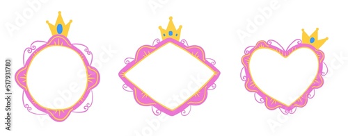 Set with pink princess frames with crown