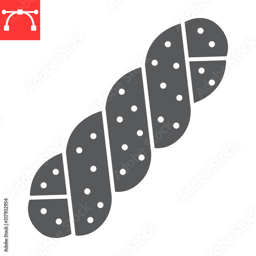 Challah bread glyph icon, food and bakery, challah vector icon, vector graphics, editable stroke solid sign, eps 10.