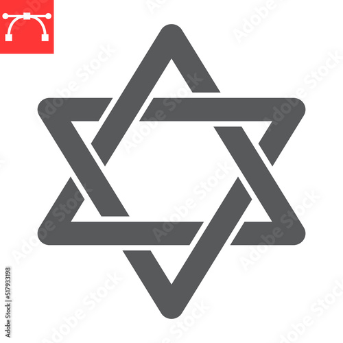 Star David line icon, hanukkah and symbol, Star of David vector icon, vector graphics, editable stroke outline sign, eps 10.