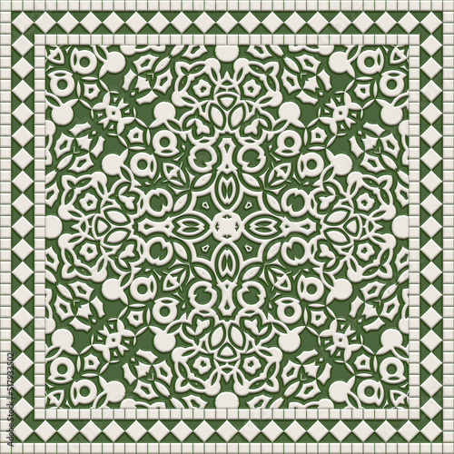 Tile glaze mosaic seamless- 3d illustration decor wall. Ceramic