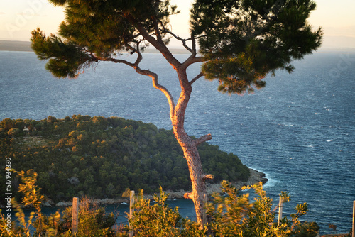 Amazing sea view of Kvarner bay and Lošinj archipelago of Croatia islands