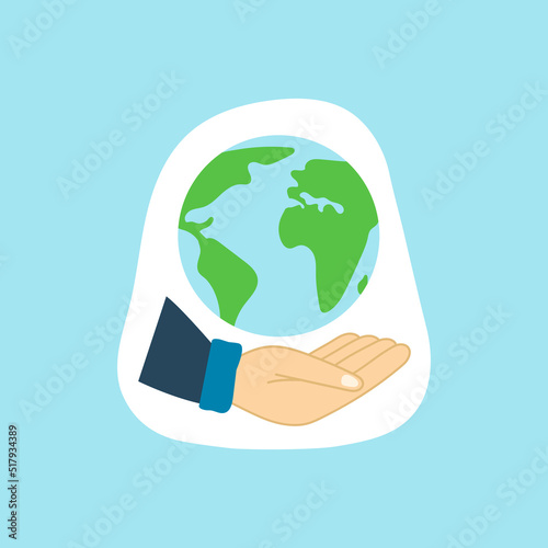 Vector illustration, with the planet earth held in the palm of your hand, the earth in your hands