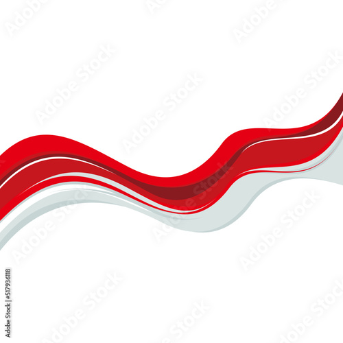 abstract indonesia flag illustration template vector, red and white wavy shape 