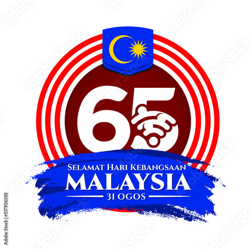 Kuala Lumpur - Malaysia. August 31, 2022: 65 Hari Kemerdekaan Malaysia, Teguh Bersama (Translation: Independence Day of Malaysia, Strong Together). 1957 - 2022. Vector Illustration.