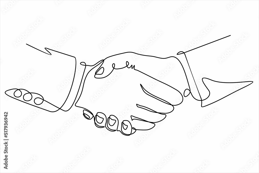 Handshake continuous line vector drawing. Business agreement vector concept Handshake continuous line vector drawing. Business agreement vector concept