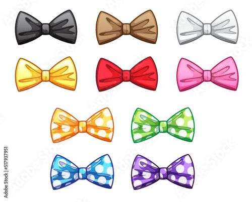 Bows and Bow ties vector colorful isolated illustration