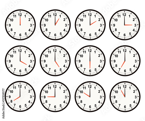 24時間　時計イラストセット