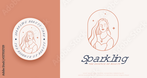 beauty salon woman hairstyle logo design