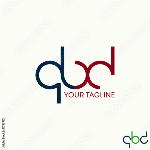 Simple but unique letter or word QBD lowercase font on connect circle cut line image graphic icon logo design abstract concept vector stock. Can be used as symbol related to initial or monogram