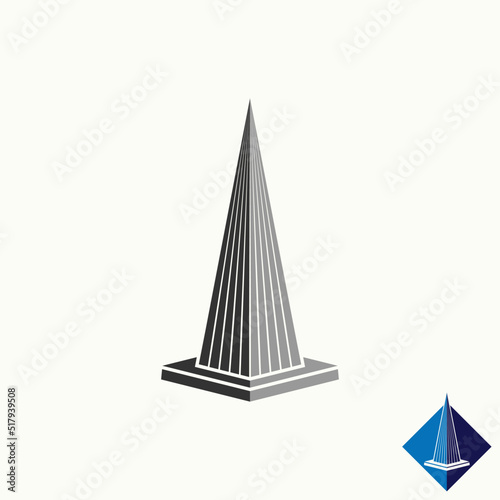 Simple and unique spire tower or pyramid in 3D shape line cut image graphic icon logo design abstract concept vector stock. Can be used as a symbol related to construction or building