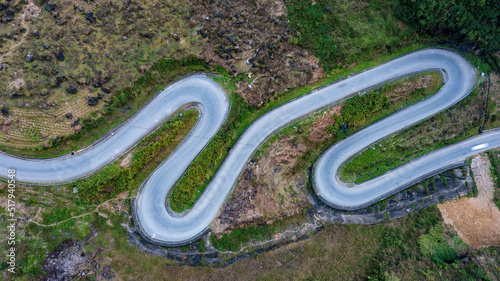 Tham Ma pass in Ha Giang from aerial view