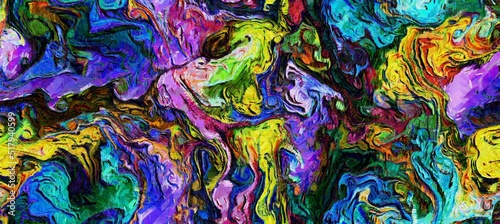 Abstract flowing digital fluid patterns in a painterly style - watercolor bright acrylic paint and ink styled cosmic space and bright abstract concept