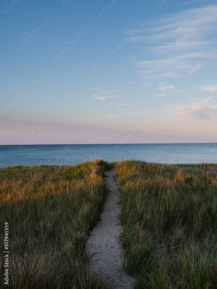 A path to Sagamore Beach on Cape Cod Bay