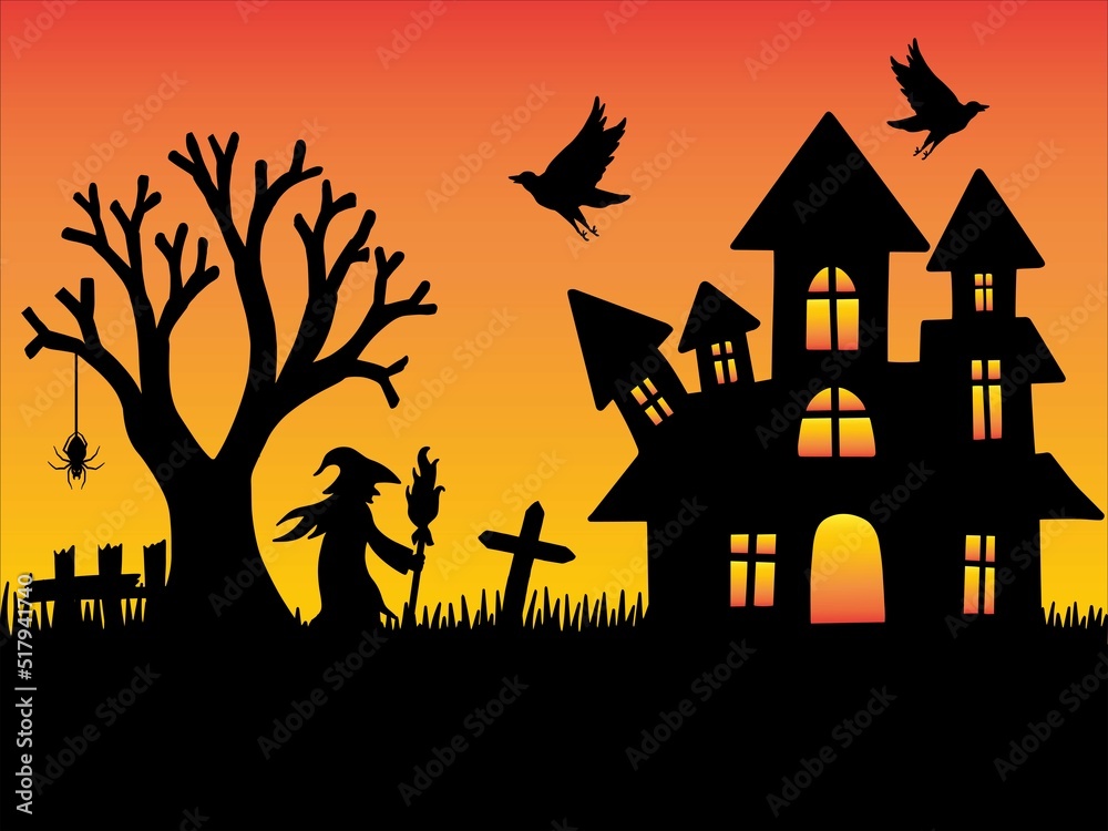 Halloween Silhouette Background Illustration