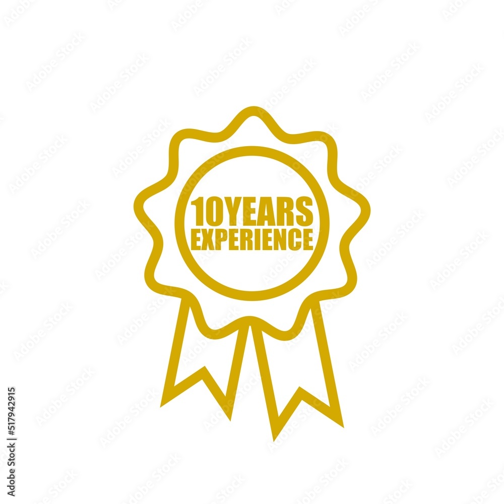 Fototapeta premium Ten years experience badge isolated on white background