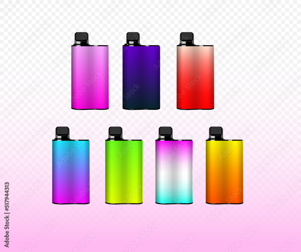 a set of realistic vape e-cigarettes vector design