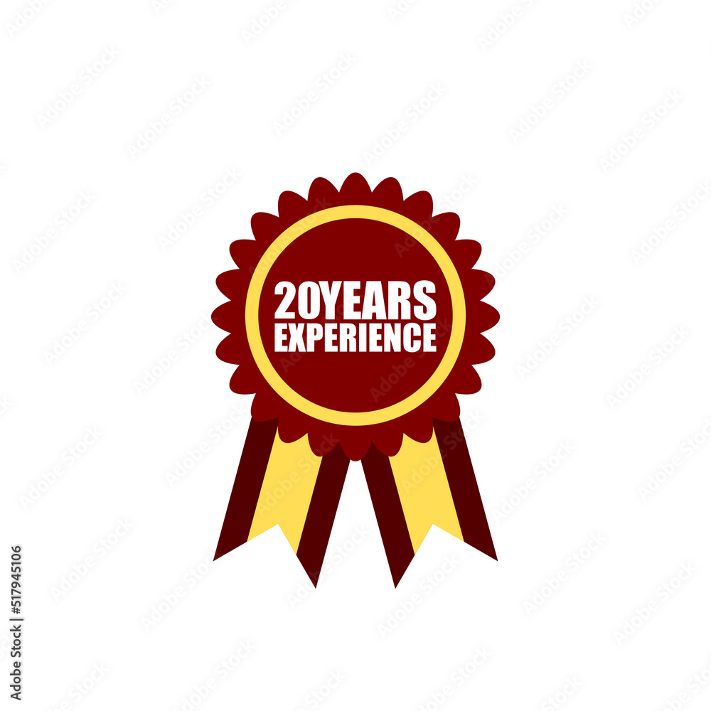 Twenty years Experience badge isolated on white background Twenty years Experience badge isolated on white background