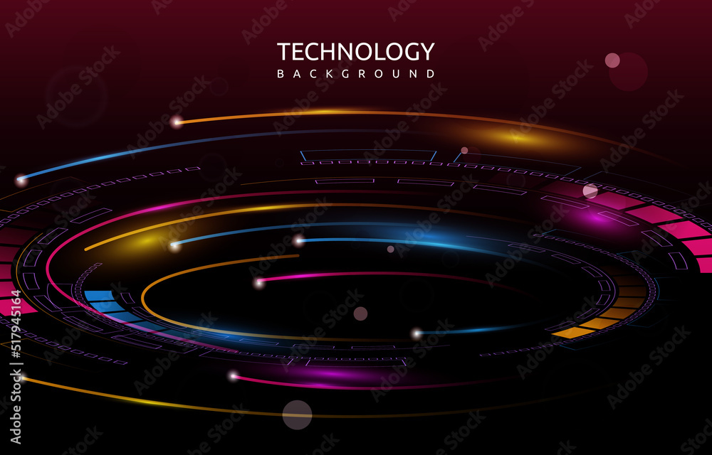 Obraz premium Futuristic Digital Circle Abstract Digital Technology Background