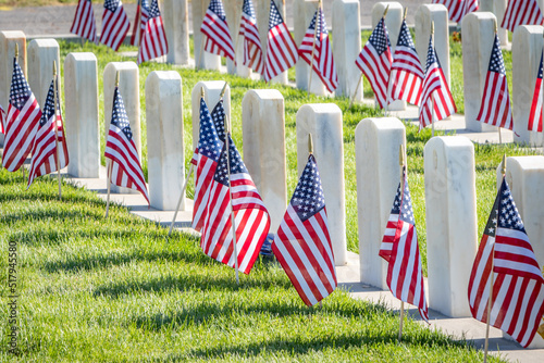 Photos Military Headstones and Gravestones Decorated With Flags for Memorial Day