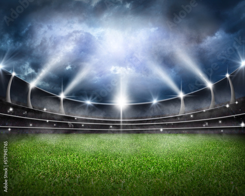 Soccer or football stadium background - free lawn area