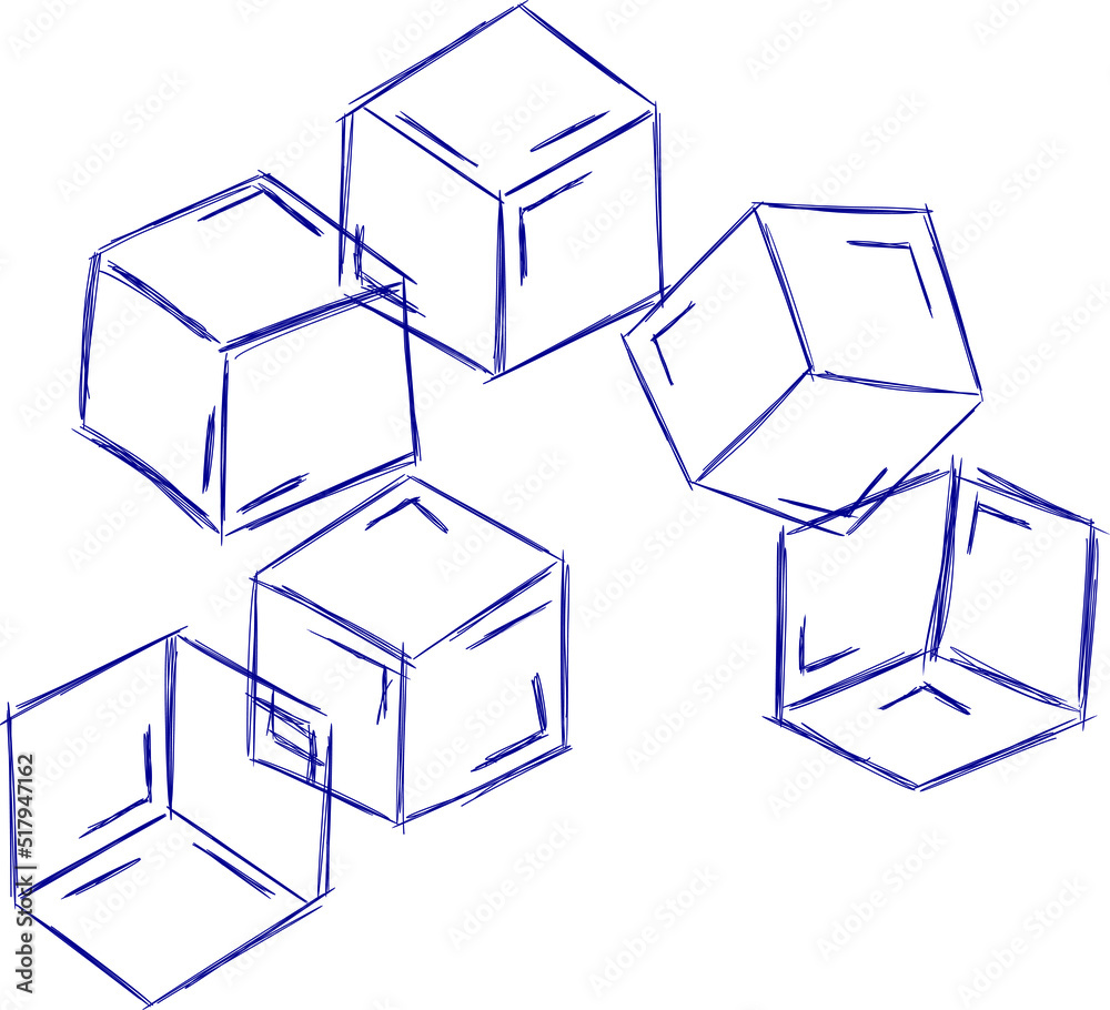Hand drawn line ice cube, sugar, toy. Cold pieces, pieces of ice, doodle sketches. The review is illustrated with cubes. Vector illustration with cubes. Hand drawn line ice cube, sugar, toy. Cold pieces, pieces of ice, doodle sketches. The review is illustrated with cubes. Vector illustration with cubes.