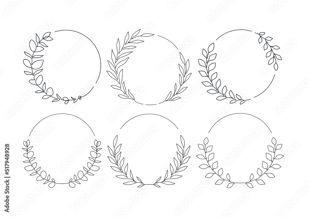 Round frames with eucalyptus branches. Hand drawn vector eucalyptus wreaths for invitations, posters, greeting cards, logos, web, frame art. Line art floral design element. Round frames with eucalyptus branches. Hand drawn vector eucalyptus wreaths for invitations, posters, greeting cards, logos, web, frame art. Line art floral design element.