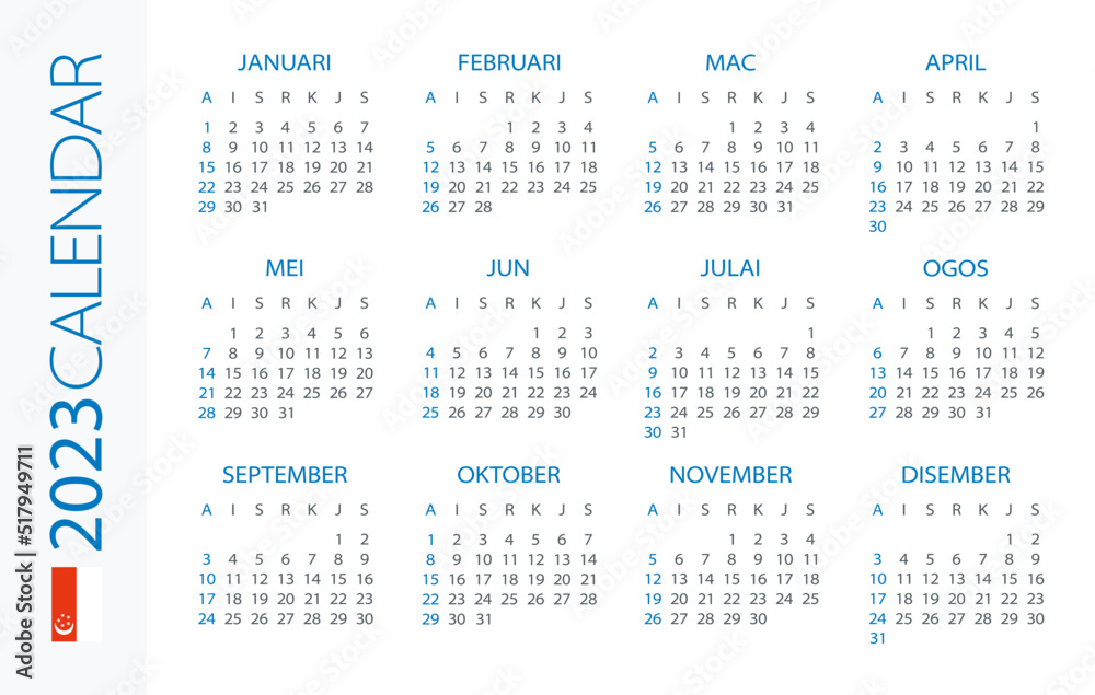 Calendar 2023 year Horizontal - vector template illustration
