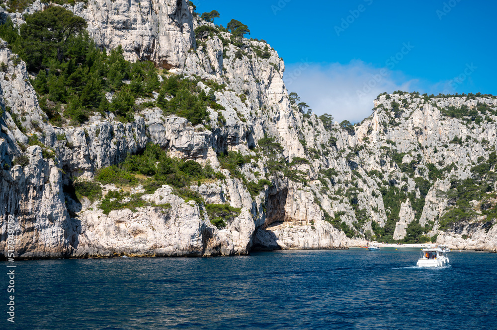 Calanque d'En-vau near Cassis, boat excursion to Calanques national park in Provence, France