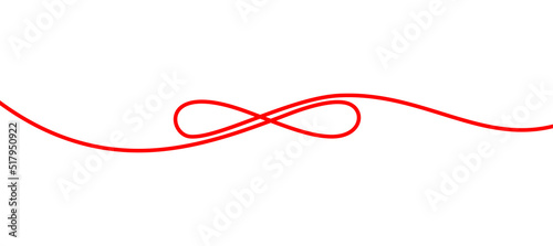 Fotografija The red line weaves into an infinity sign on a white background