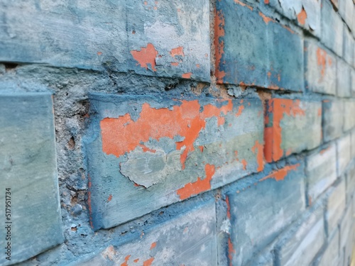 Texture of brickwork. Different colors. Old texture. Lots of layers of paint.