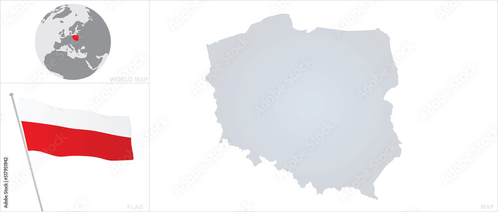 Poland map and flag. vector