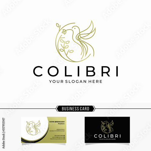 hummingbird colibri bird logo icon line abstract outline monoline vector illustration