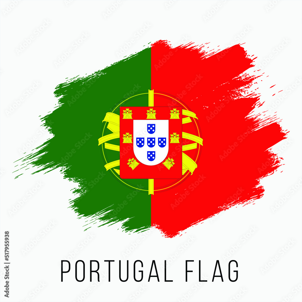 Portugal Vector Flag. Portugal Flag for Independence Day. Grunge Portugal Flag. Portugal Flag with Grunge Texture. Vector Template.